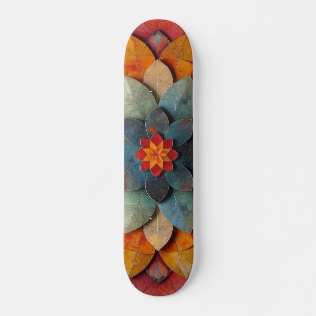 Mandala Art Texturerad blomma Mini Skateboard Bräda 18,5 Cm (Framsida)