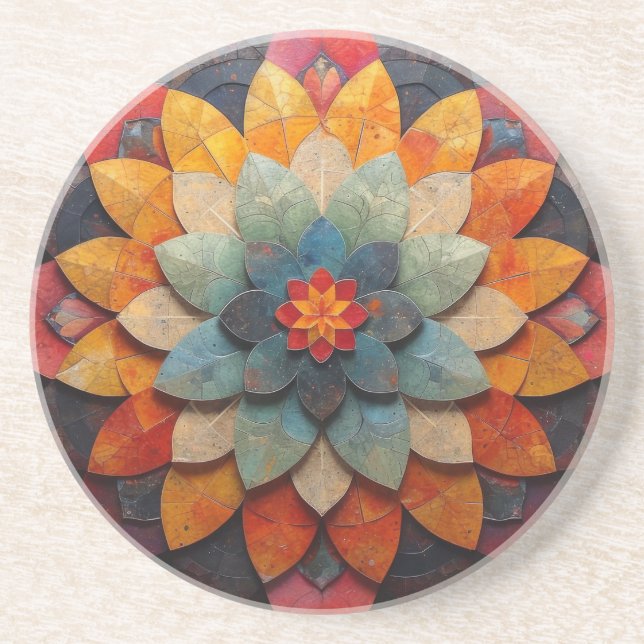 Mandala Art Texturerad blomma Underlägg (Framsidan)