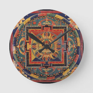 Mandala av Amitayus. det 19th tibetana århundrade Rund Klocka