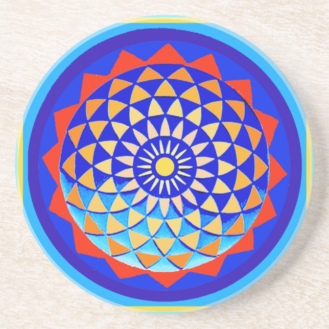 Mandala av fred & kärlek underlägg sandsten (Framsidan)