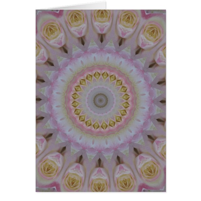 Mandala av gul ros hälsningskort (Framsidan)