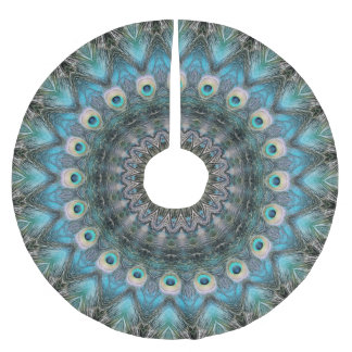Mandala av påfågelögon julgransmatta borstad polyester