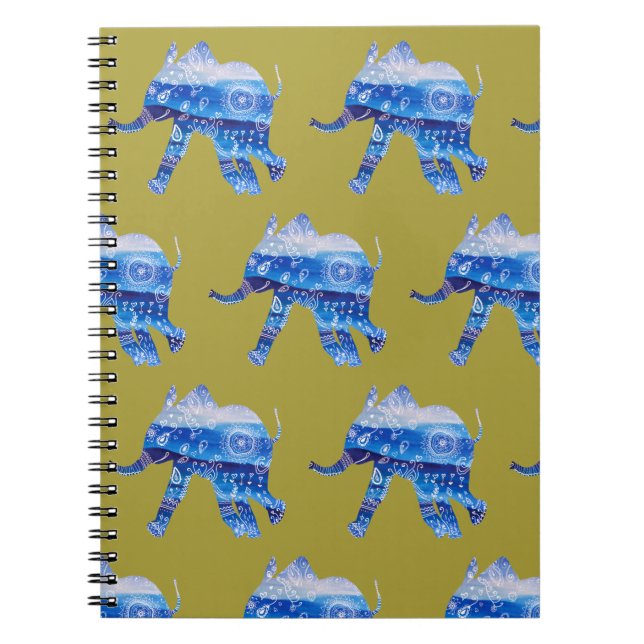 Mandala baby Elephant Illustration Notebook Anteckningsbok (Framsidan)