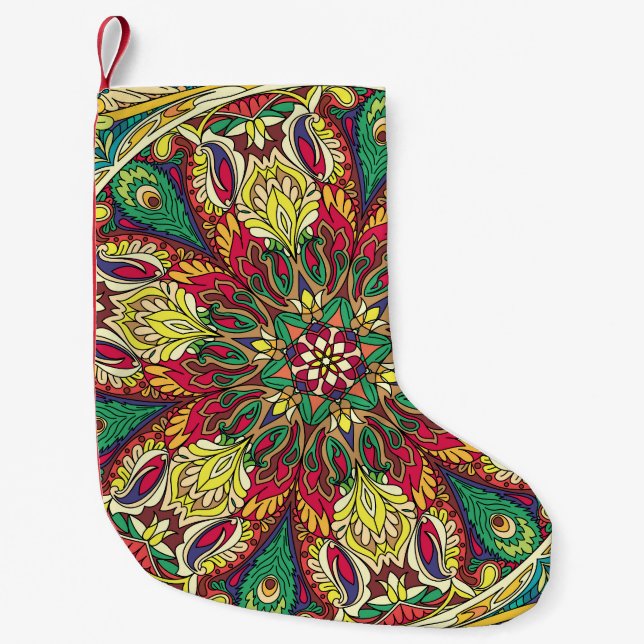 Mandala Bandana: Vintage Sömlös design. Liten Julstrumpa (Framsidan)