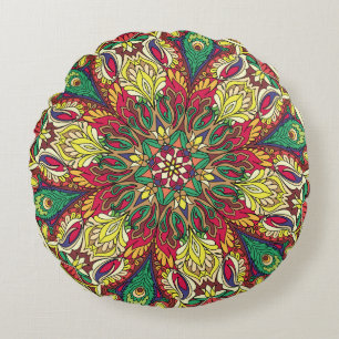 Mandala Bandana: Vintage Sömlös design. Rund Kudde