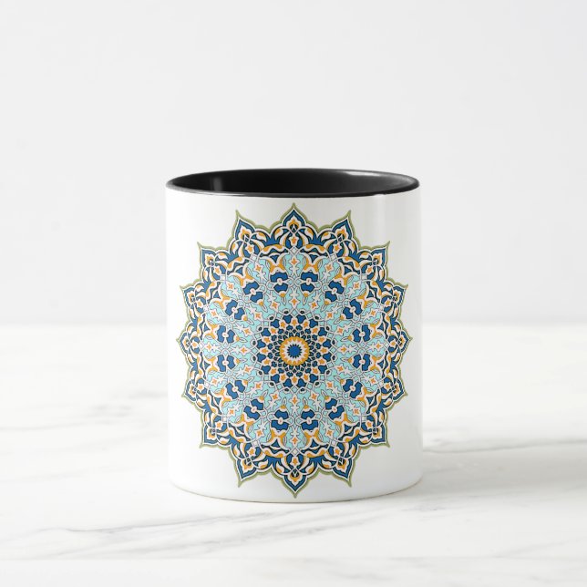 Mandala Blå och Orange Mugg (Center)