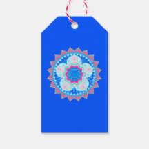 Mandala Blå Rosa på Blå Bakgrund