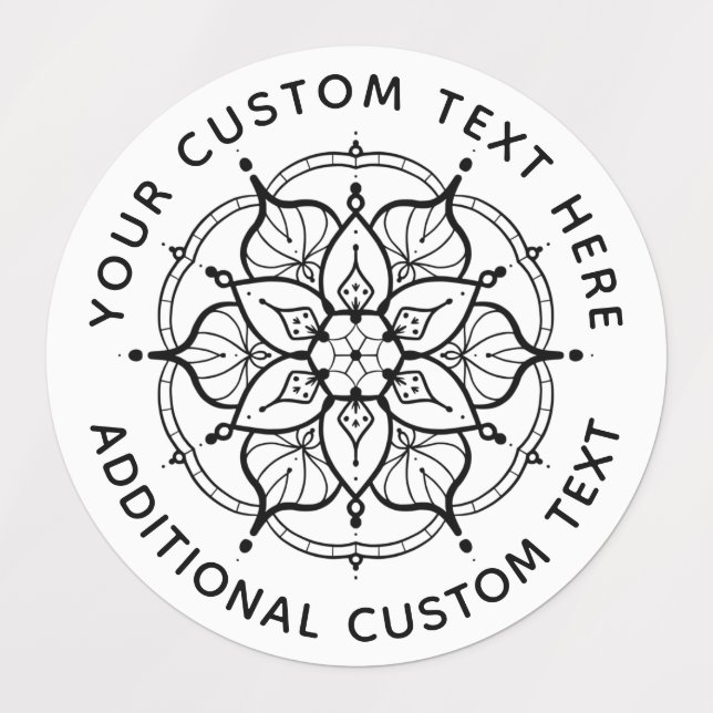 Mandala Black and White label Klistermärke (Design 1)