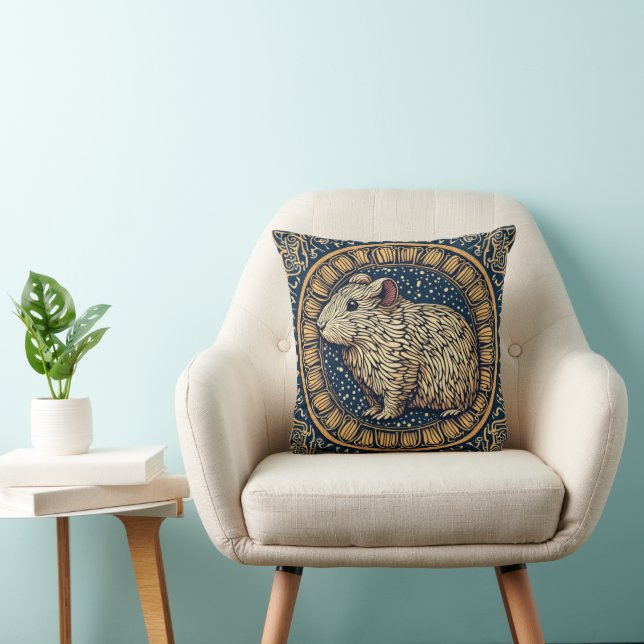 Mandala Bliss - Guinea Gris Boho TinyFur Kudde (Stol)
