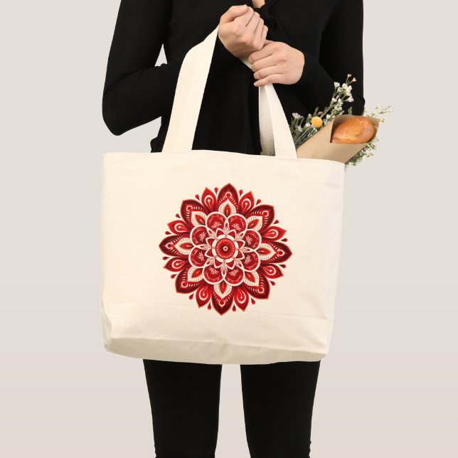 Mandala/blomma design jumbo tygkasse (Framsida (produkt))