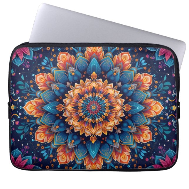 Mandala Blomma Digital Konst Stil-23907. Laptop Fodral (Framsidan)