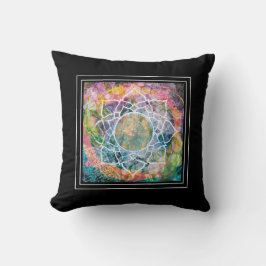 Mandala Blomma Mixed Media Boho Yoga Rosa Kudde