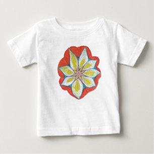 Mandala-blomman Teckning Småbarn Ruffle Tee, White T-shirt