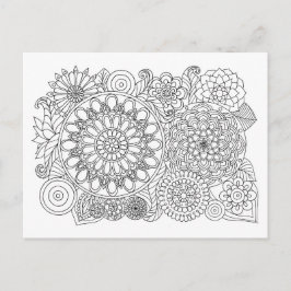 Mandala Blommigt Bouquet Vuxen Coloring Vykort