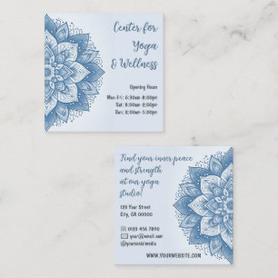 Mandala Blommigt Design Yoga Studio Himlar Blue Pa Fyrkantigt Visitkort