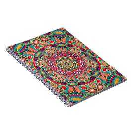 Mandala Blommigt Psychedelic Retro Hippie Millefio Anteckningsbok