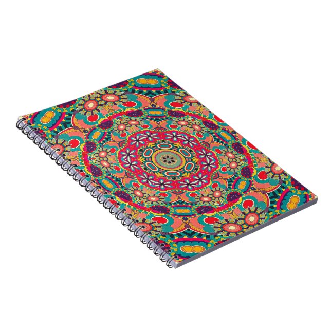 Mandala Blommigt Psychedelic Retro Hippie Millefio Anteckningsbok (Högra Sidan)