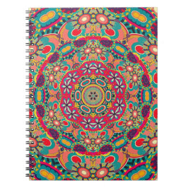 Mandala Blommigt Psychedelic Retro Hippie Millefio Anteckningsbok