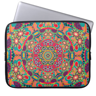 Mandala Blommigt Psychedelic Retro Hippie Millefio Laptop Fodral