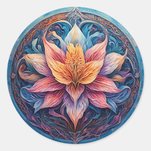 🌸 Mandala Blommkonstpresent För Boho Dekorationsä Runt Klistermärke