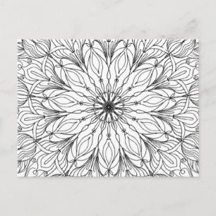 Mandala-blommönster, färgningsblomma mönster vykort