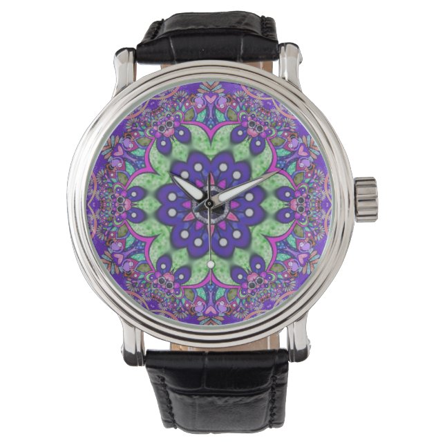 Mandala Blommor Armbandsur (Framsida)