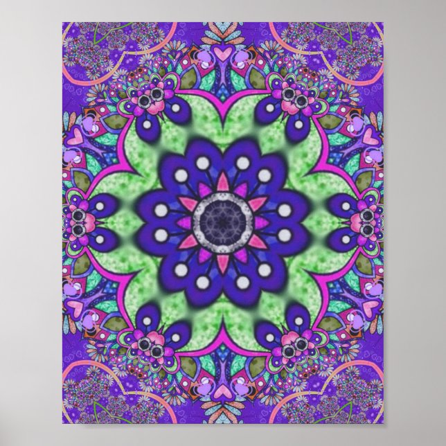 Mandala Blommor Poster (Framsidan)