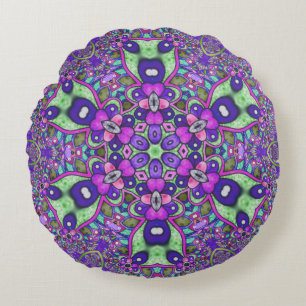Mandala Blommor Rund Kudde