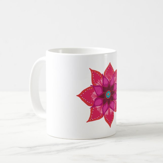 Mandala Blommor White 325 Classic White Mugg (Framsida vänster)