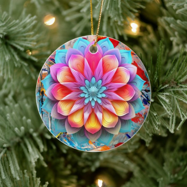 Mandala blomornament julgransprydnad keramik (Träd)