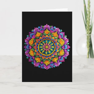 Mandala blomster Zen livfullt cirkulärt mönster Kort