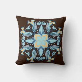 Mandala Bloom Pillow in Chocolate Brown Kudde