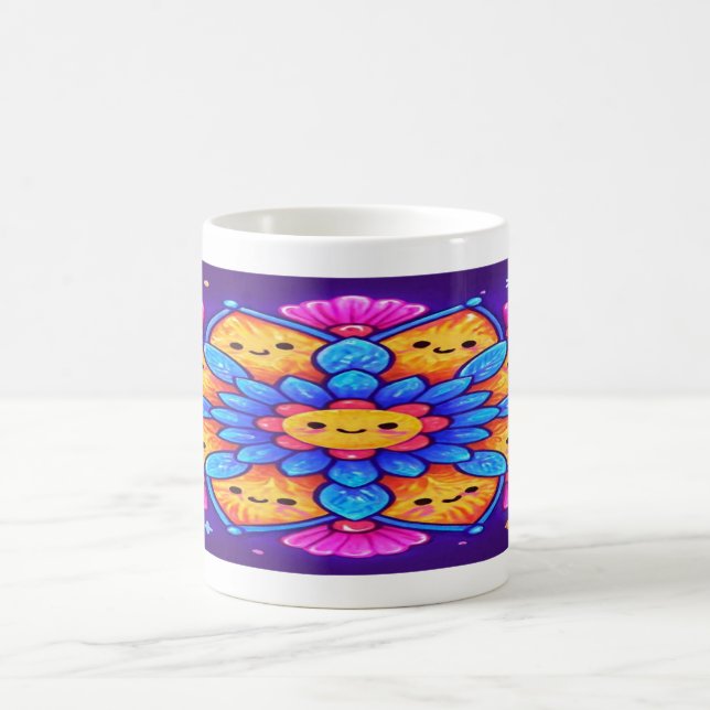 “Mandala Bloom: Sip Joyfully in Neon Kawaii” Kaffemugg (Center)