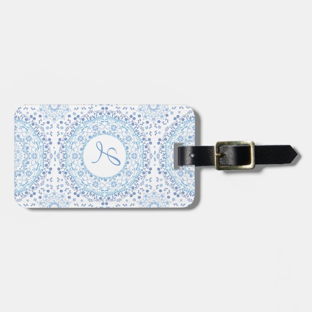 Mandala Blue Luggage Tag Bagagebricka (Horisontell Framsida)