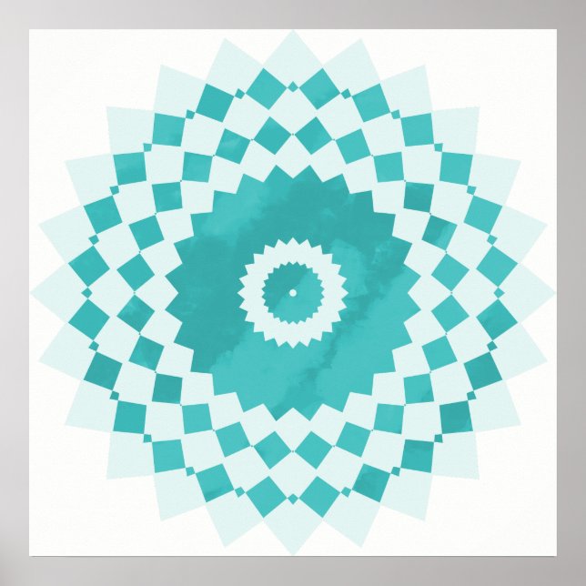 Mandala Blue Turcos Himlar Mönster Poster (Framsidan)
