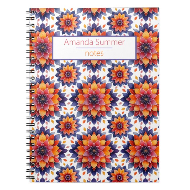Mandala- Blüten- Muster- boho Anteckningsbok (Framsidan)