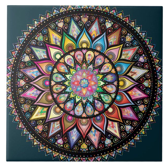 Mandala Bohemian myriad från färg Kakelplatta (Framsidan)