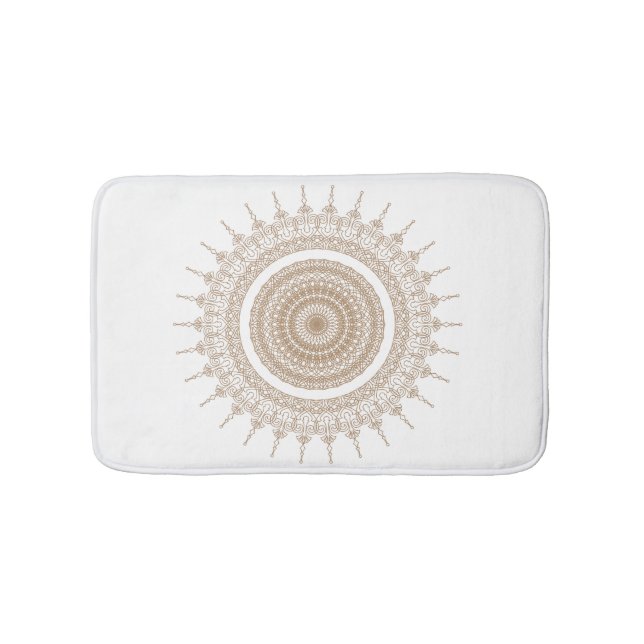 Mandala Bohemisk Vit Boho Badrumsmatta (Framsidan)