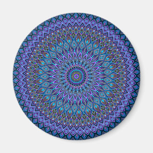 Mandala Boho Blue Teal Lila Peacock Guld Magic Magnet