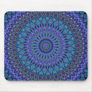Mandala Boho Blue Teal Lila Peacock Guld Magic Musmatta