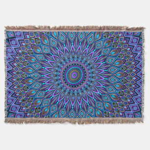 Mandala Boho Blue Teal Lila Peacock Oriental Filt