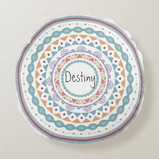 Mandala Boho Customize Namn Rund Kudde