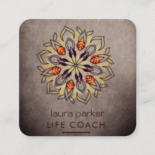 Mandala Boho Tribal Art Yoga Massage Terapi Fyrkantigt Visitkort