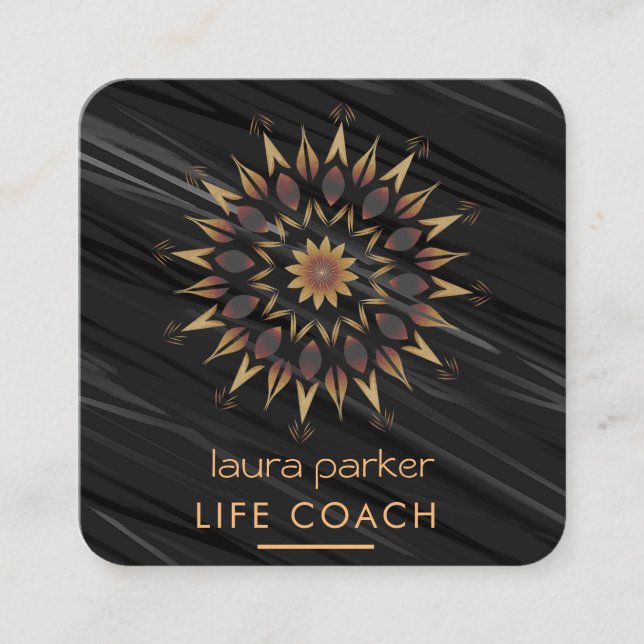Mandala Boho Tribal Art Yoga Massage Terapi Fyrkantigt Visitkort (Framsida)