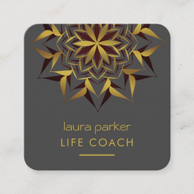 Mandala Boho Tribal Art Yoga Massage Therapy Fyrkantigt Visitkort (Framsida)