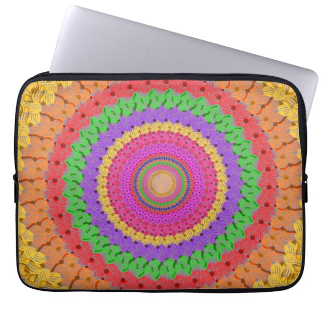 Mandala Boll gult crochet stil - Laptop Fodral (Framsidan)