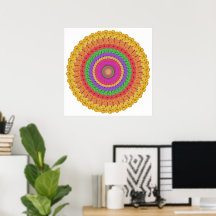 Mandala Boll orange gul grön - Affisch