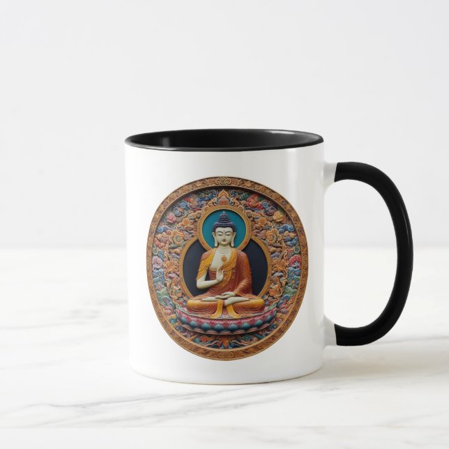 Mandala Bouddha Sacré, Méditation,  Art Bouddhiste Mugg (Höger)