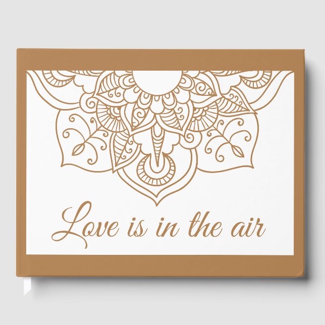 Mandala Brown Boho Indian Modern Vintage bröllop Gästböcker (Framsida)