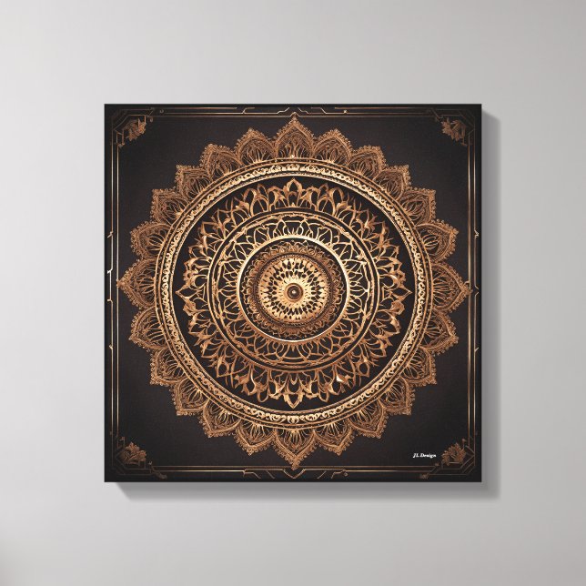 Mandala, Brown och Beige, Stretched Kanvastryck (Framsida)